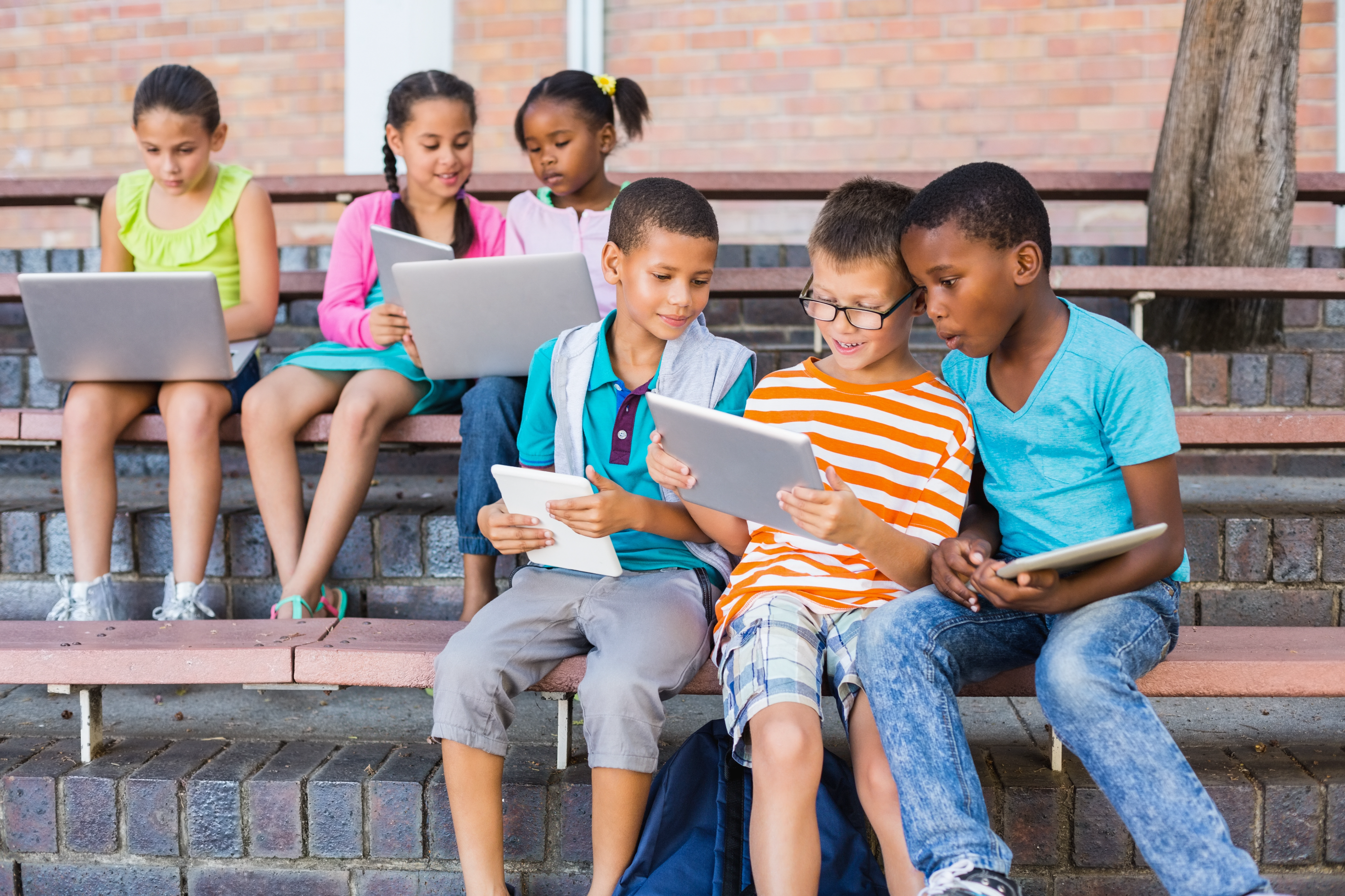 Students engaged in a classroom learning activity